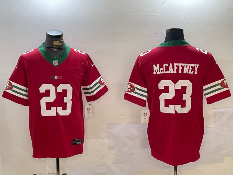 Men San Francisco 49ers 23 Mccaffrey Red Mexico three generations 2024 Nike Vapor Limited NFL Jersey style 1
